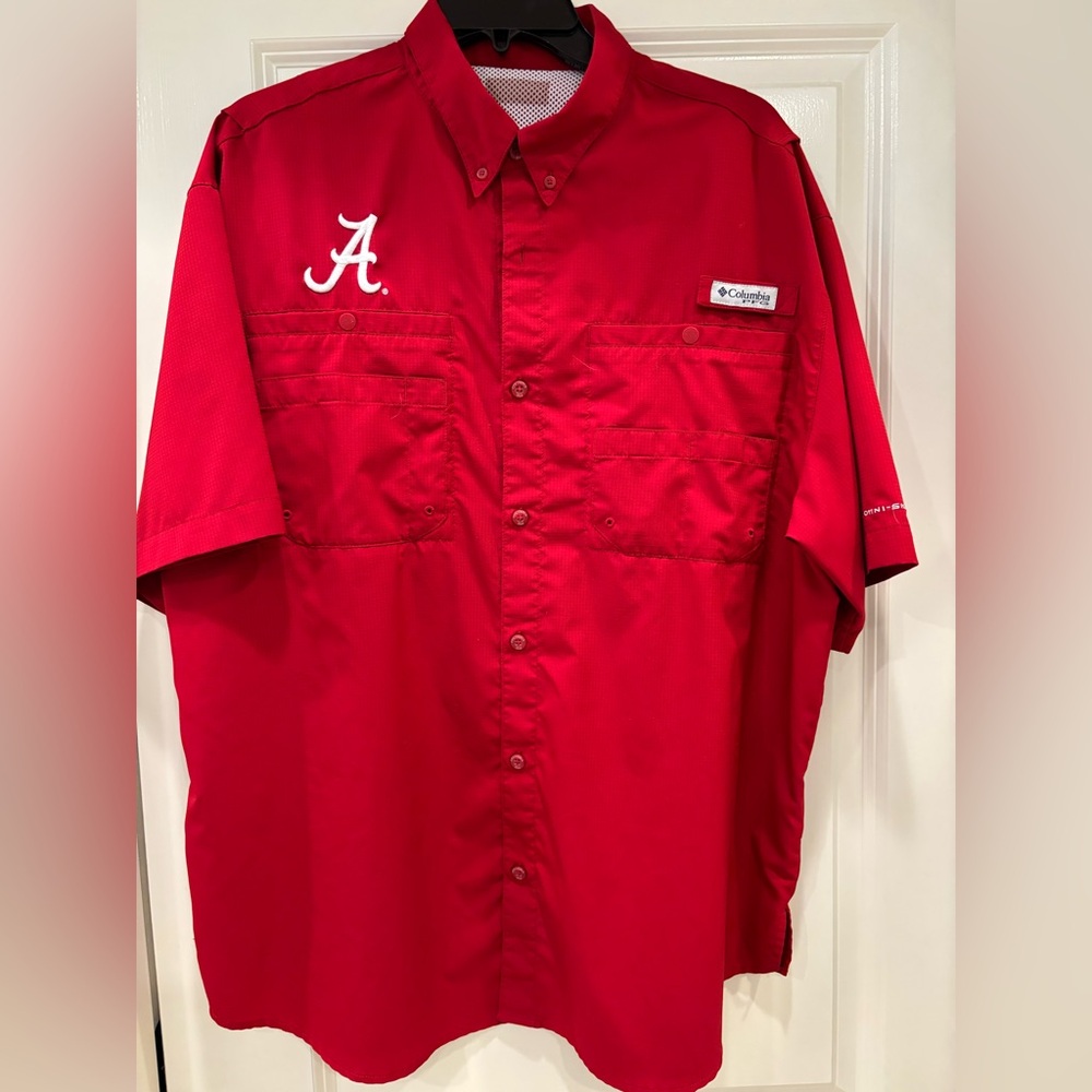 Columbia PFG Alabama Crimson Tide Men’s XL Red Omni-Shade Fishing Shirt